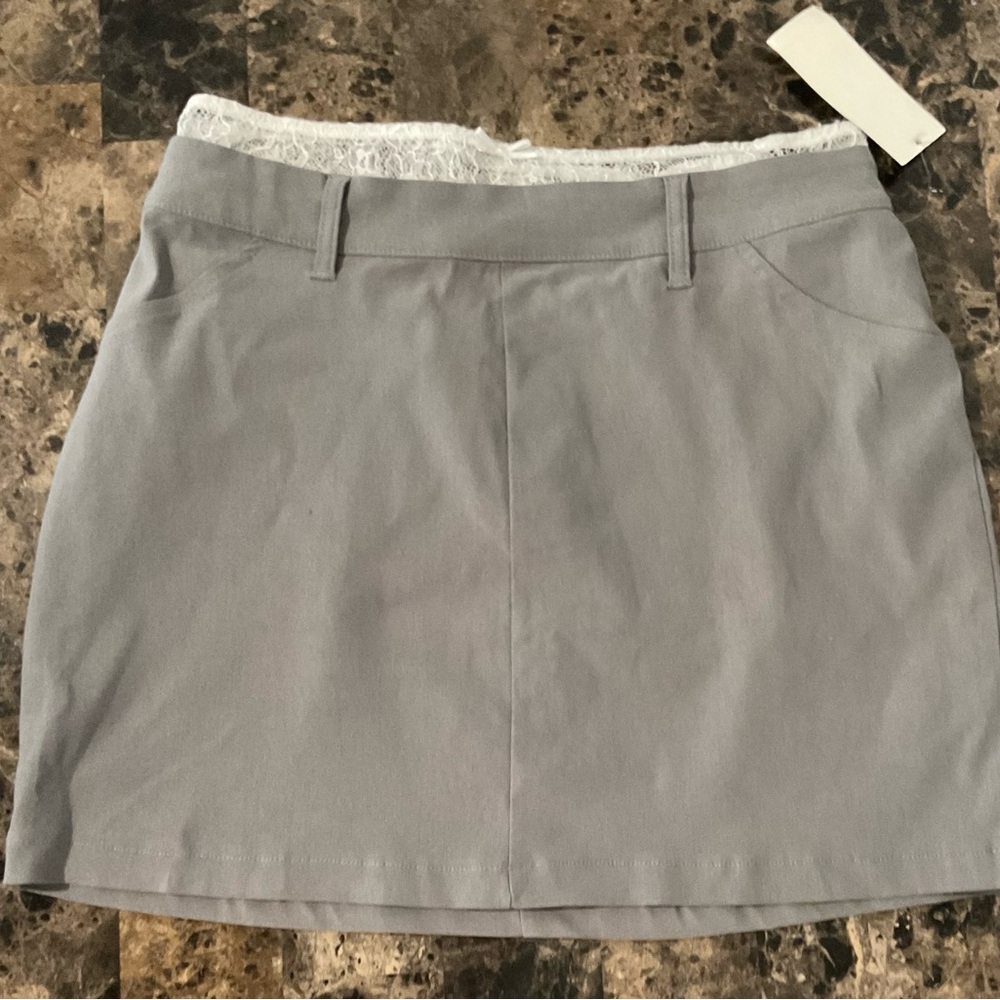 wild fable Light Gray Mini Skirt with Lace Waist
